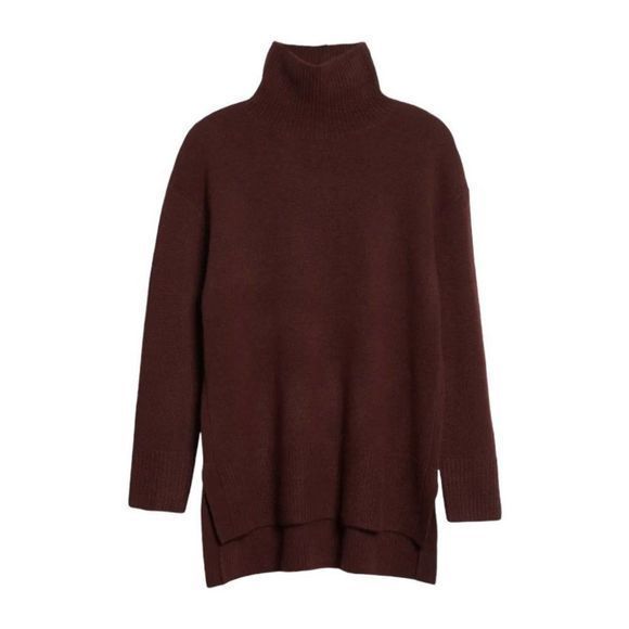 NWOT NORDSTROM Signature Funnel Neck Cashmere Sweater in Brown Chocolate (XS) - Picture 9 of 9